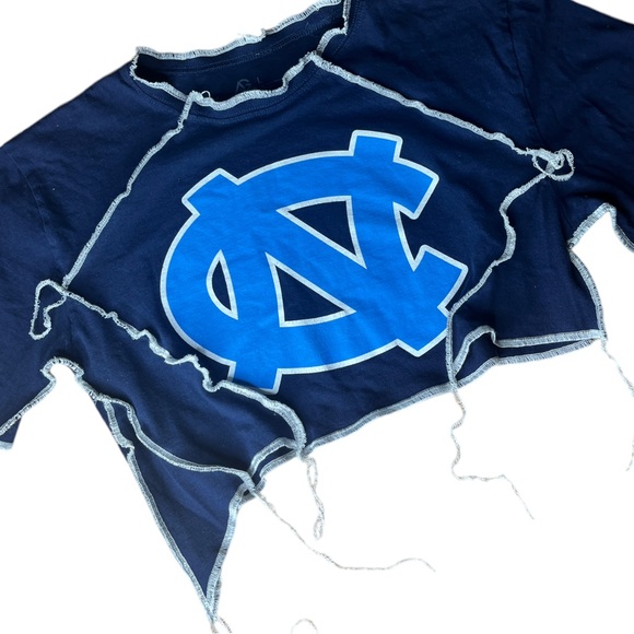University of North Carolina Tar Heels Reworked Custom Crop Top - Picture 3 of 5